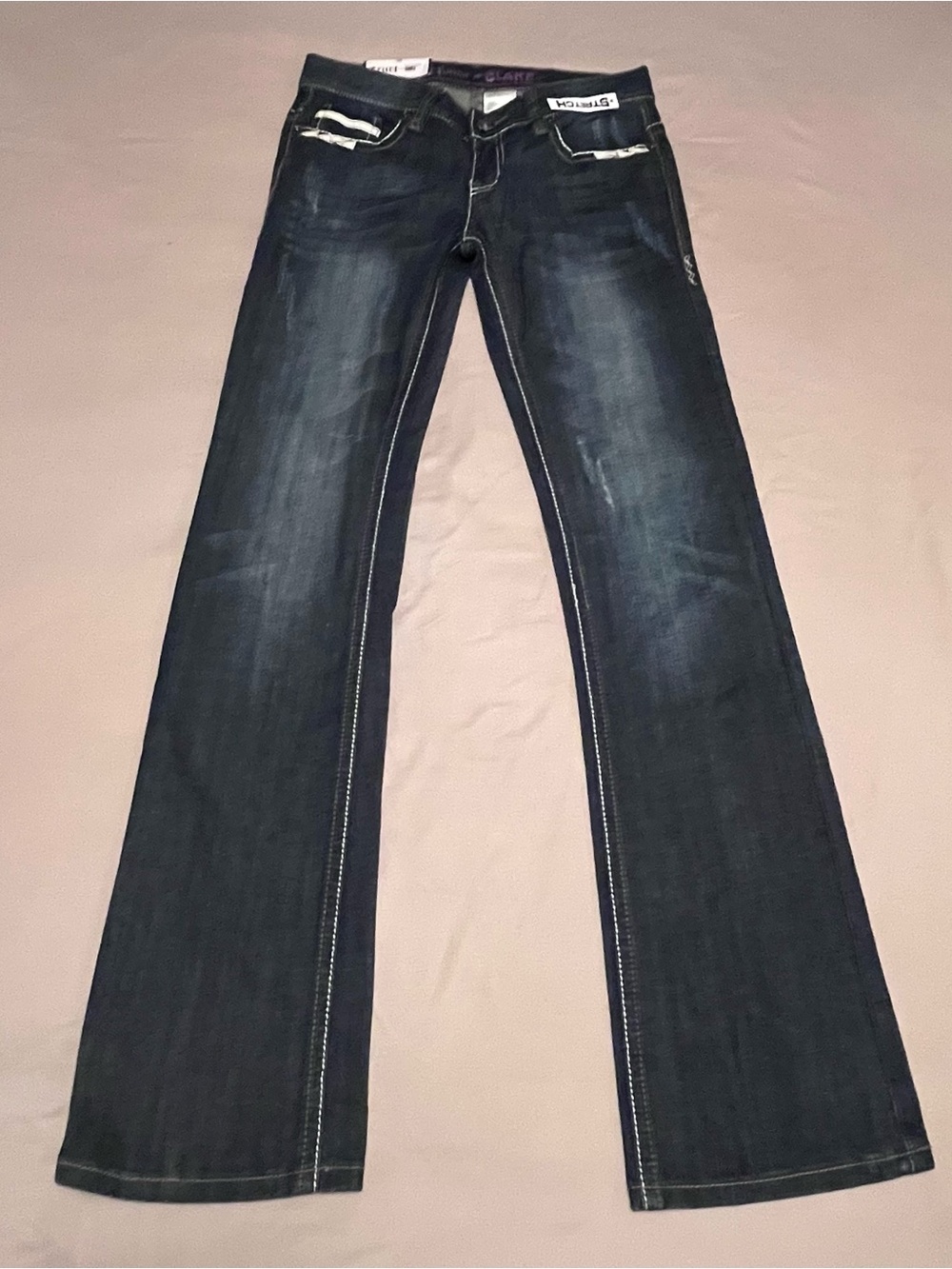 Cruel Denim Women’s Low Rise Slim Hip & Thigh Boot Cut Stretch Distressed Jeans